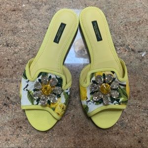 NWOB Dolce & Gabbana Lemon Print Sandals - Sz 36.5